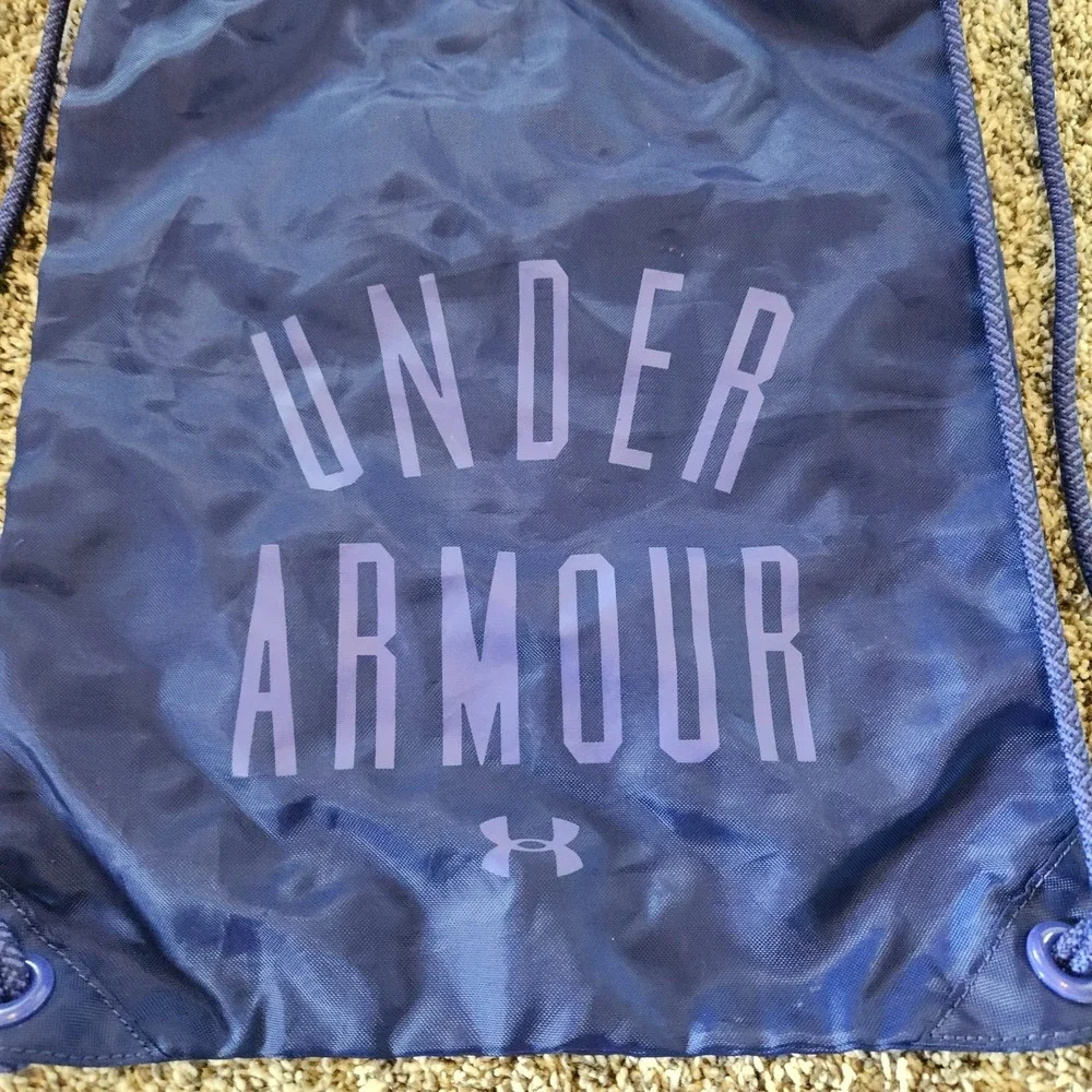 Under Armour UA Sackpack Drawstring Backpack Sack Pack Gym Bag - Blue Logo‎